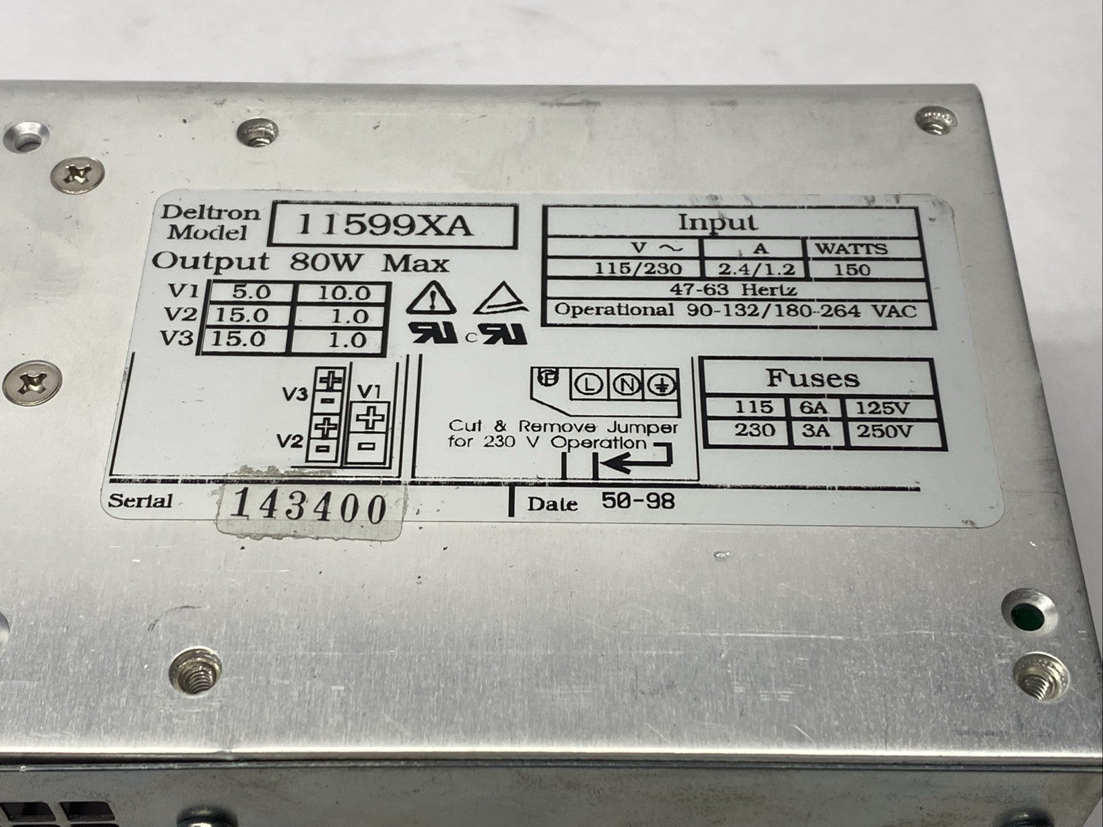 Deltron 11599XA Power Supply 5-15V 80W - Maverick Industrial Sales