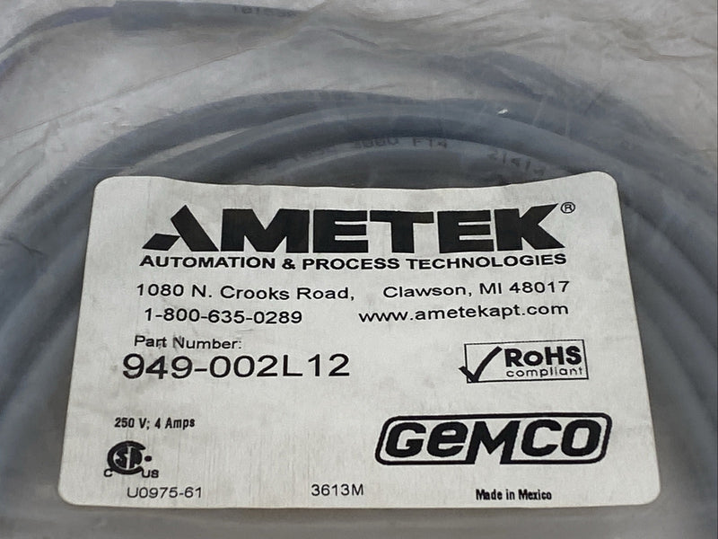 Ametek 949-002L12 Single Ended Cordset Female M124-Pin 12ft - Maverick Industrial Sales