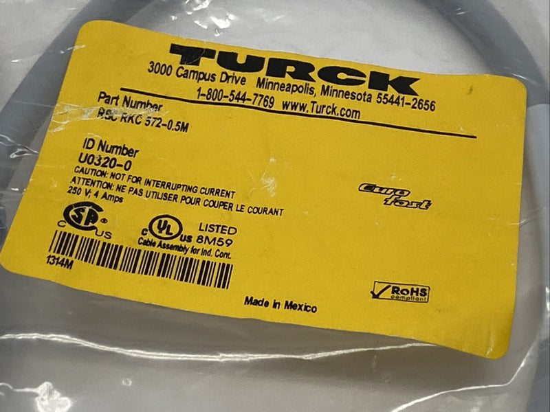 Turck RSC RKC 572-0.5M Eurofast Connection Cable M/F M12 5-Pin 0.5m U0320-0 - Maverick Industrial Sales