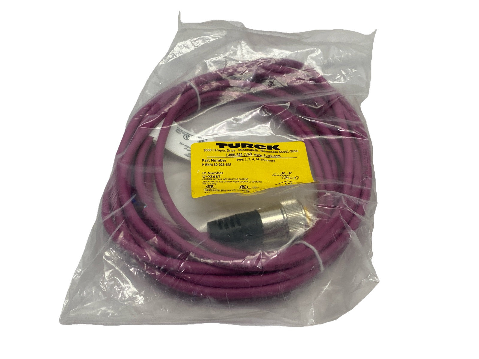 Turck P-RKM 30-026-6M Hazardous Location Cordset 7/8" Female 3-Pin U-02687 - Maverick Industrial Sales