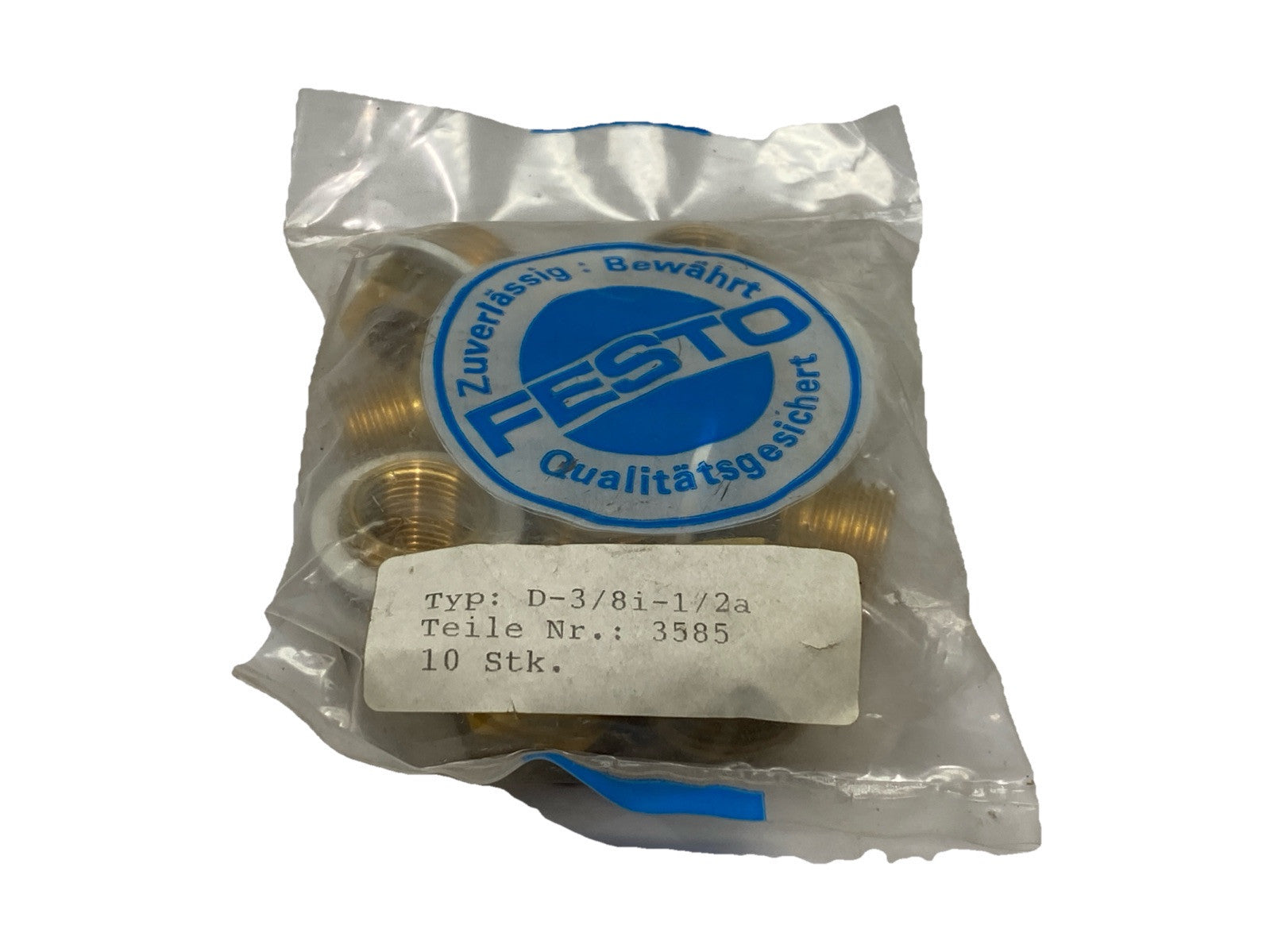 Festo D-3/8i-1/2A Brass Reducing Nipple 3/8" x 1/2" MNPT LOT OF 10 3585 - Maverick Industrial Sales