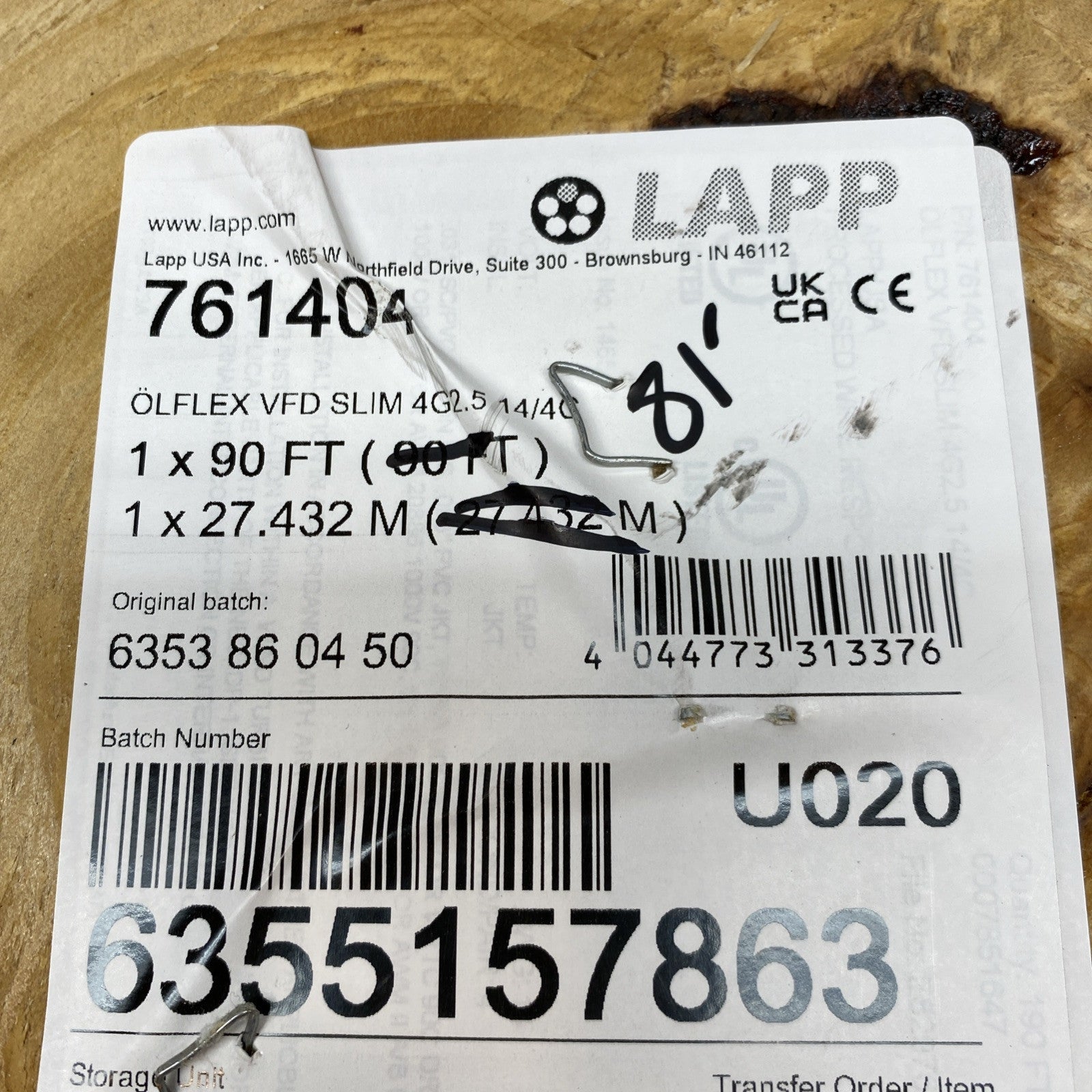 LAPP 761404 Cable OLFLEX VFD SLIM 4G2.5 14/4C 81-FT 4C 14 AWG Black - Maverick Industrial Sales