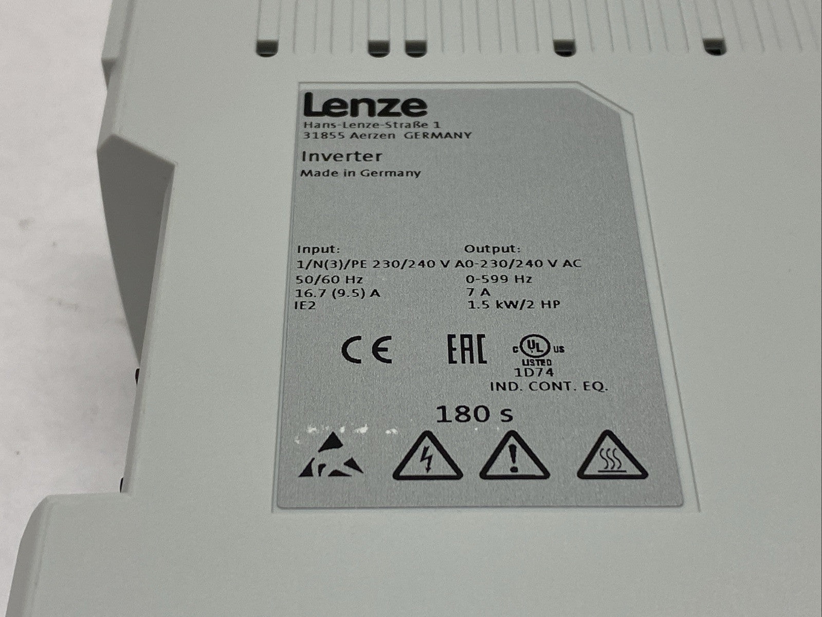 Lenze I51AE215D10001000S i510 Inverter 1.5kW/2HP 1/N(3)/PE 230/240VAC - Maverick Industrial Sales