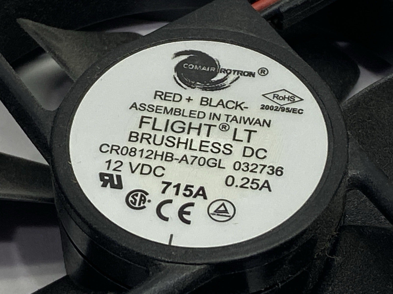 Comair Rotron CR0812HB-A70GL Flight LT Brushless DC Axial Fan 0.25A 12VDC - Maverick Industrial Sales