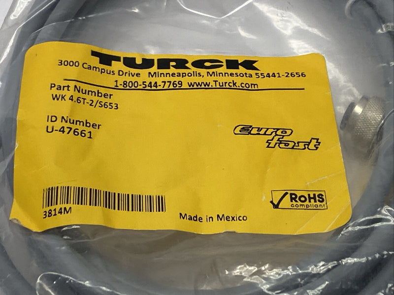 Turck WK 4.6T-2/S653 Actuator Sensor Cordset Female M12 6-Pin 2m U-47661 - Maverick Industrial Sales