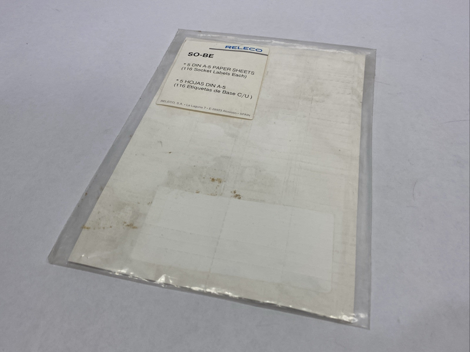 Releco S0-BE 5-DIN A-5 Paper Sheet 116 Socket Labels LOT OF 5 - Maverick Industrial Sales