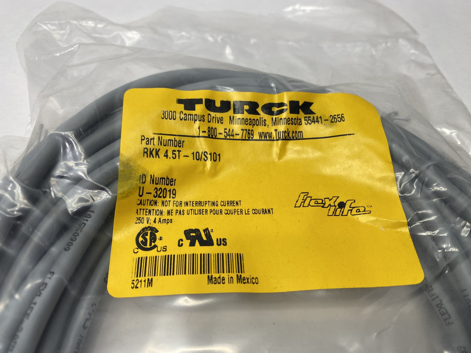 Turck RKK 4.5T-10/S101 Single-Ended M12 5-Pin Female Connector Cordset U-10/S101 - Maverick Industrial Sales