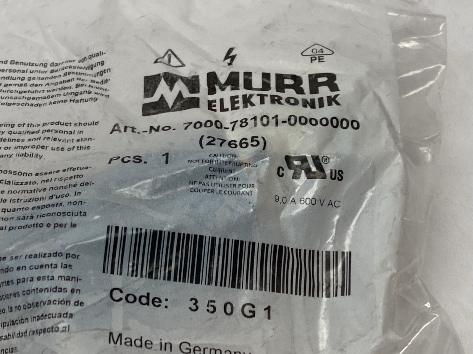 Murr Elektronik 7000-78101-0000000 Circular Connector Male 5-Pin Straight 27665 - Maverick Industrial Sales