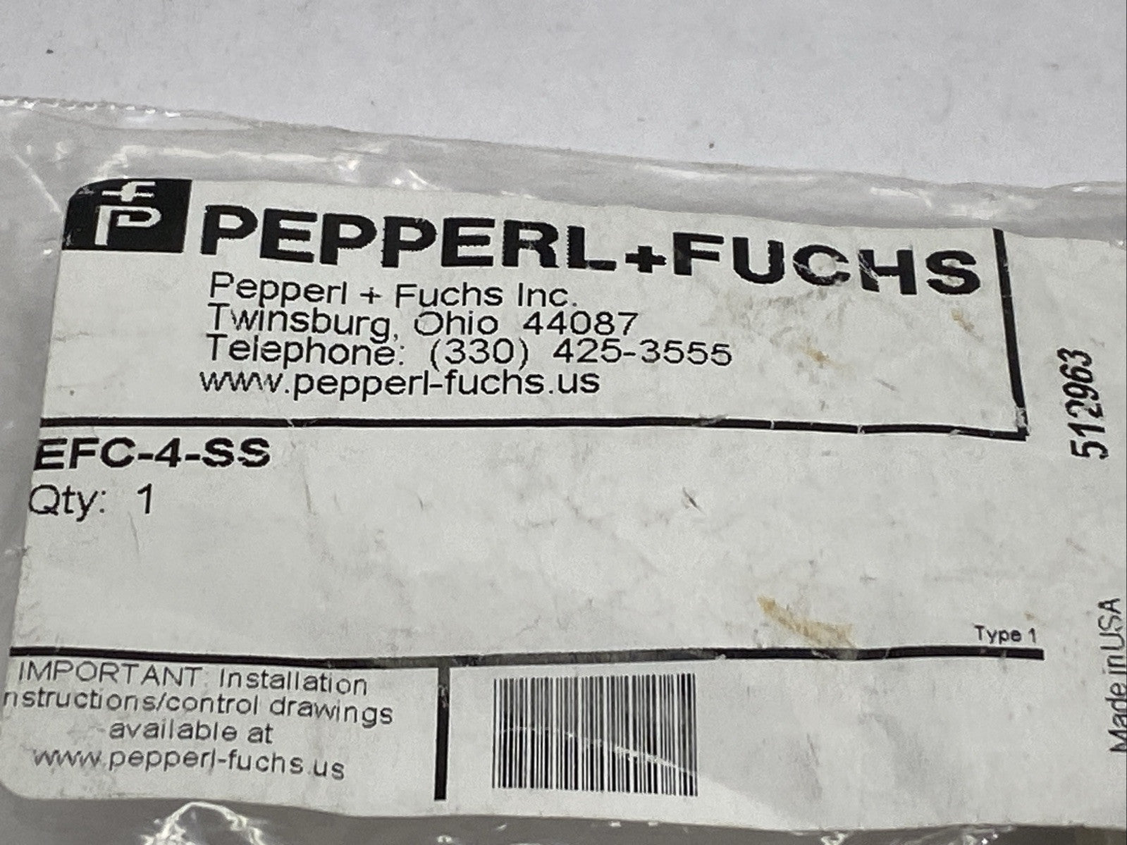 Pepperl+Fuchs EFC-4-SS Enclosure Flush Connector 1/4" OD Tube - Maverick Industrial Sales