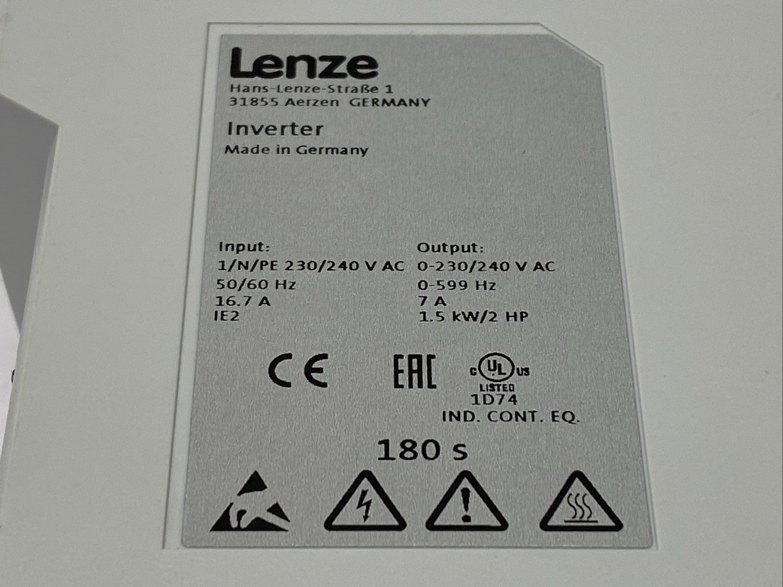I51AE215B10011000S | Lenze i510 Inverter 1.5kW/2HP 1/N/PE 230/240VAC - New – Open box - Maverick Industrial Sales