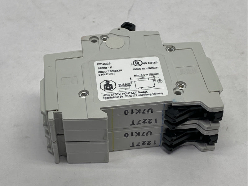 ABB S202U-K10 Miniature Circuit Breaker 2-Pole 10A 240VAC - Maverick Industrial Sales