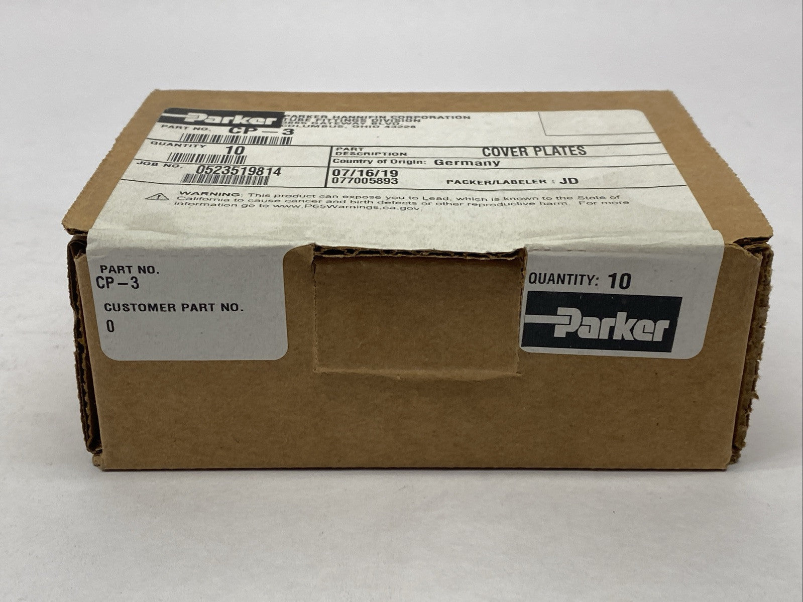 Parker CP-3 Inch Tube And Hose Clamp Cover Plates PKG OF 10 - Maverick Industrial Sales