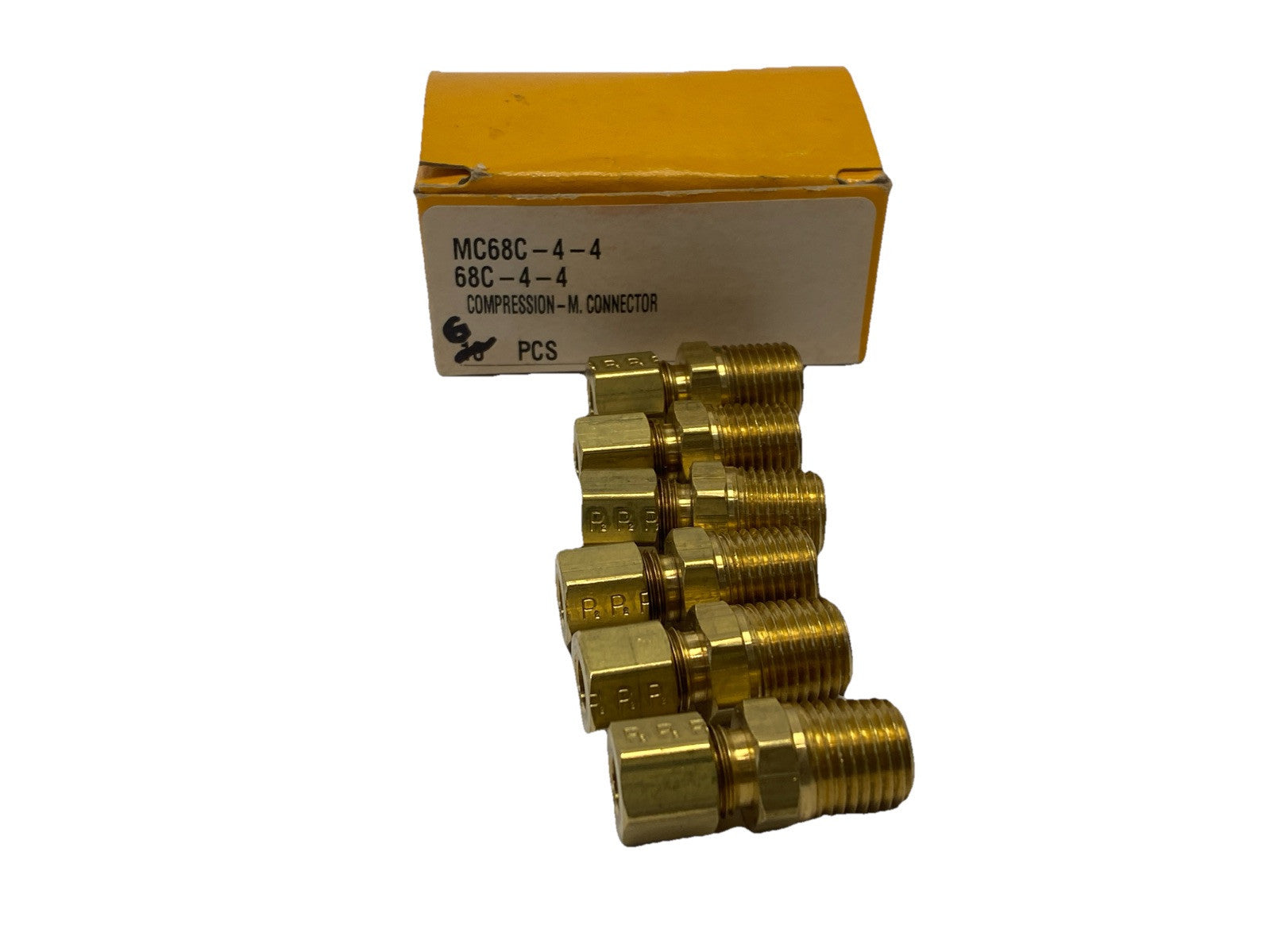 Parker 68C-4-4 Brass Compression Fitting 1/4" OD Tube x 1/4" NPT LOT OF 6 - Maverick Industrial Sales