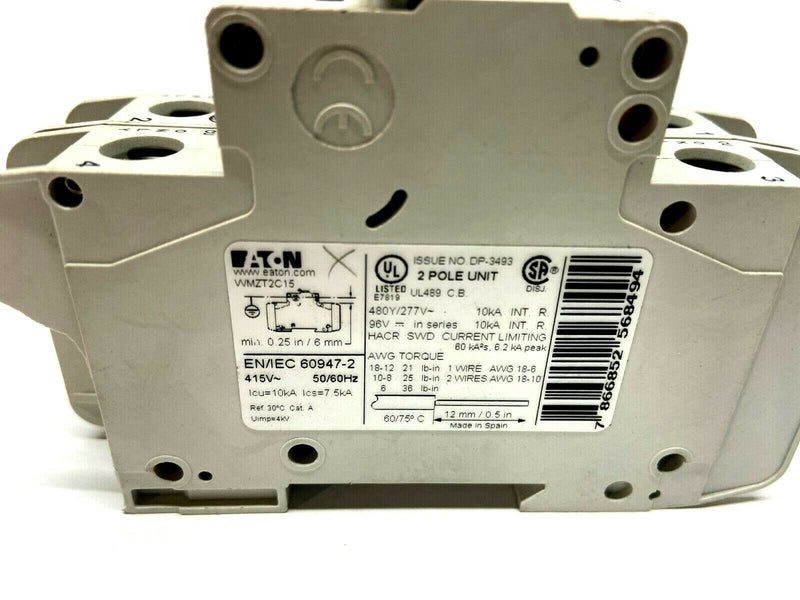 Eaton WMZT2C15 2 Pole Circuit Breaker 15A 277-480V - Maverick Industrial Sales