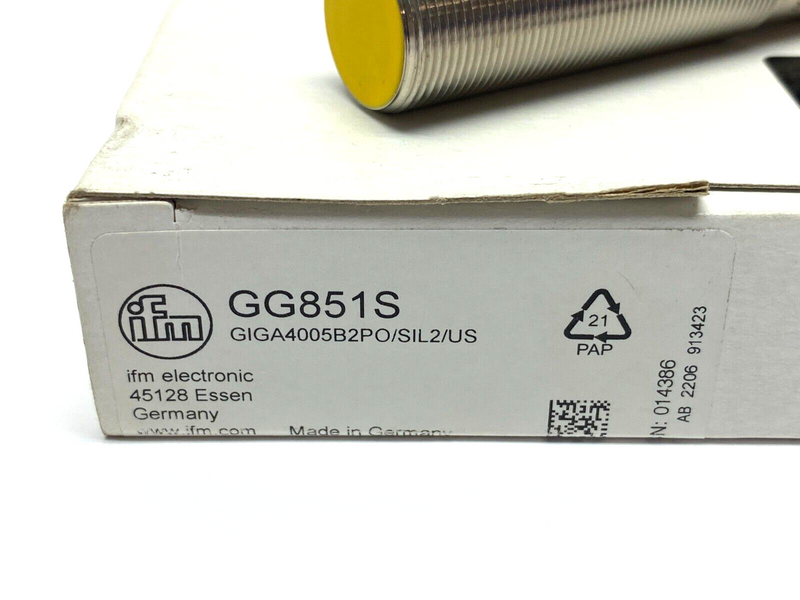 Ifm GG851S Fail-Safe Inductive Proximity Sensor GIGA4005B2PO/SIL2/US - Maverick Industrial Sales