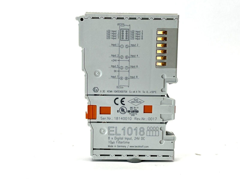 Beckhoff EL1018 EtherCAT Terminal 8-Channel Digital Input 24 VDC 10µs - Maverick Industrial Sales