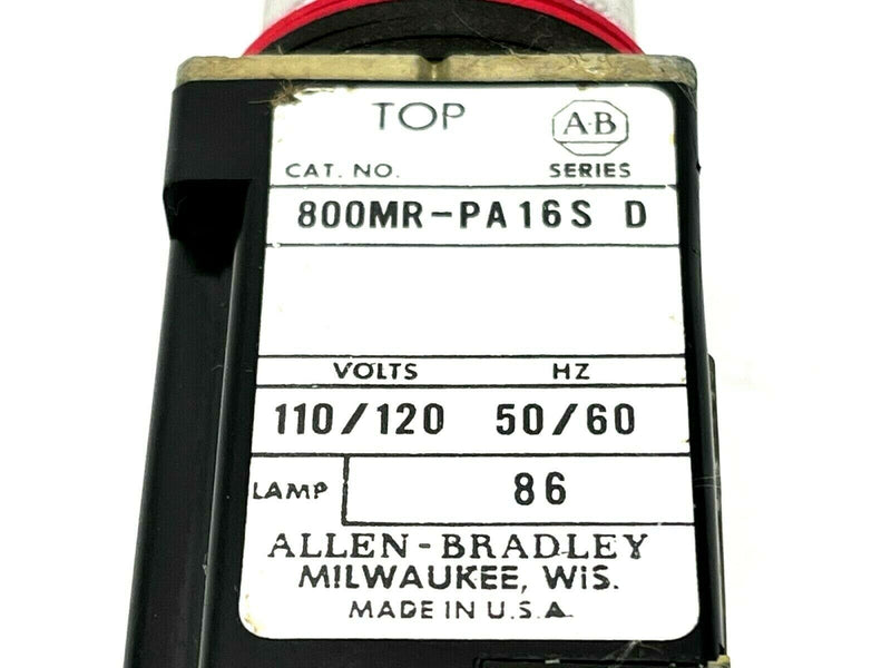 Allen Bradley 800MR-PA16S Ser D Blue Illuminated Push Button w/ 800M-XD1 Block - Maverick Industrial Sales