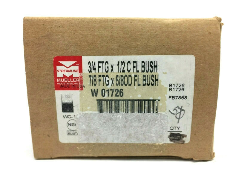 Mueller Streamline W 01726 Cooper Flush Bushing 3/4" FTG x 1/2" C BOX OF 50 - Maverick Industrial Sales