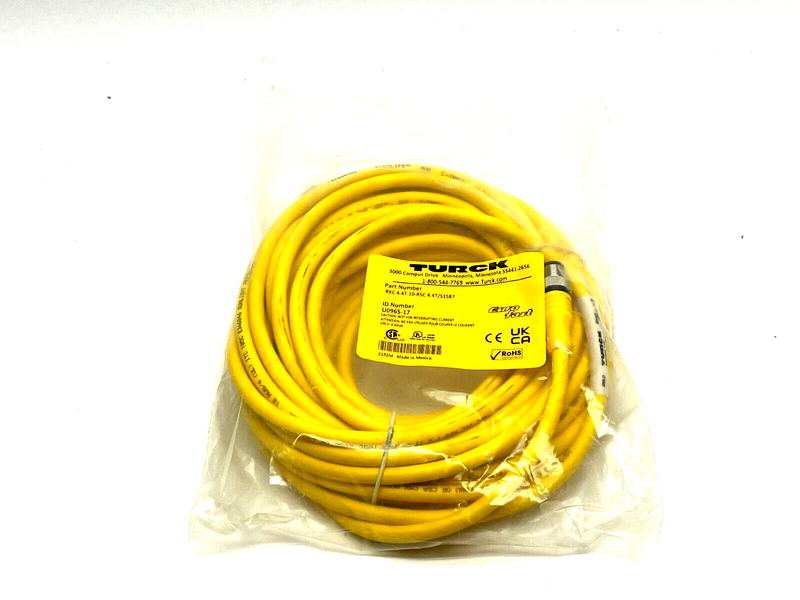 Turck RKC 4.4T-10-RSC 4.4T/S1587 Actuator and Sensor Cable 10m Length U0965-17 - Maverick Industrial Sales