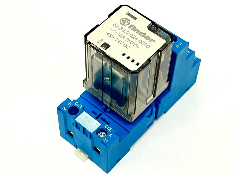 Finder Type 92.03 Relay Base 10A 300V w/ 62.33.9.024.0000 Relay 16A 250V - Maverick Industrial Sales