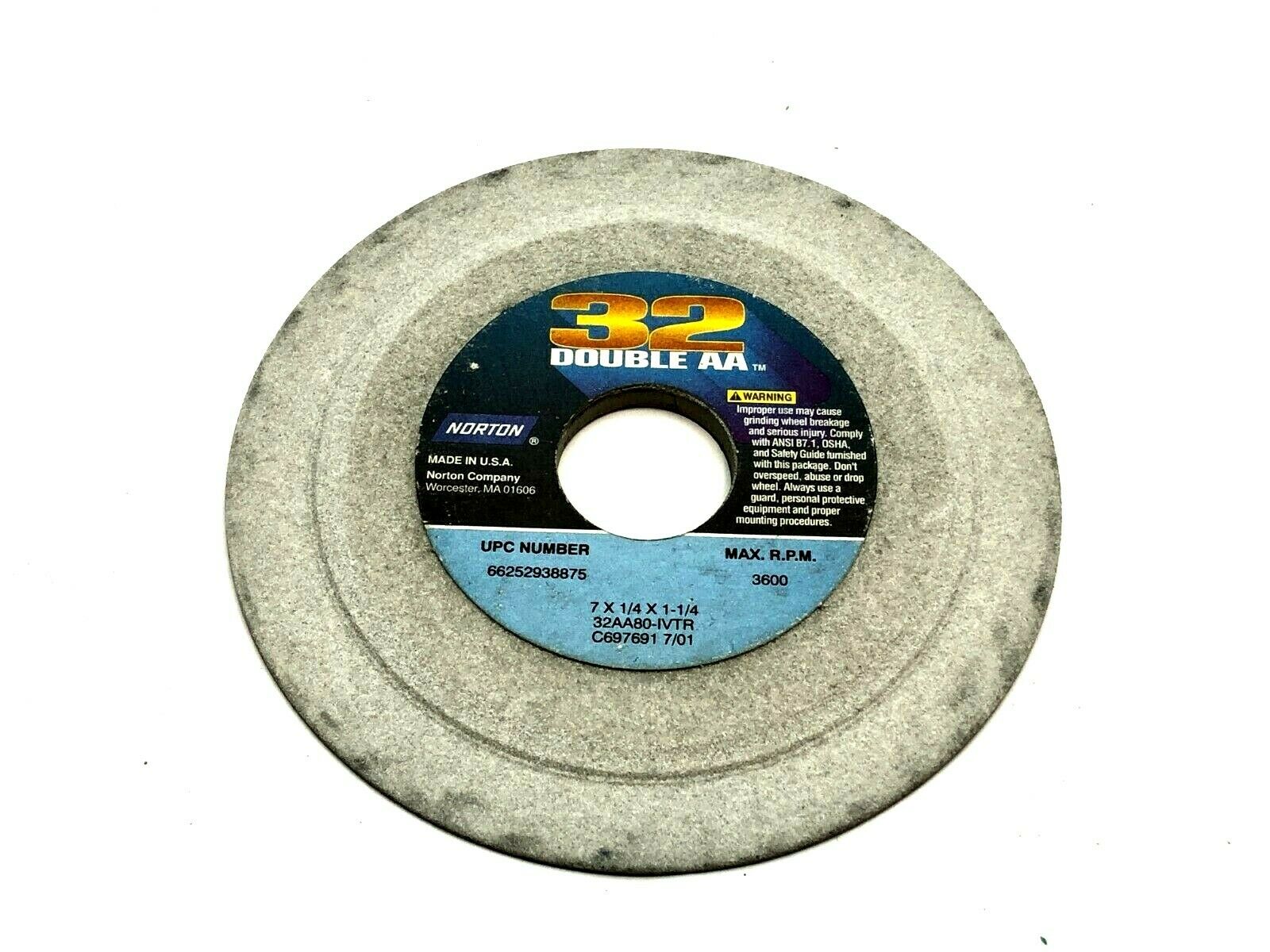 Norton 32AA80-IVTR Grinding Wheels 1-1/4" Bore 3600 RPM LOT OF 5 - Maverick Industrial Sales