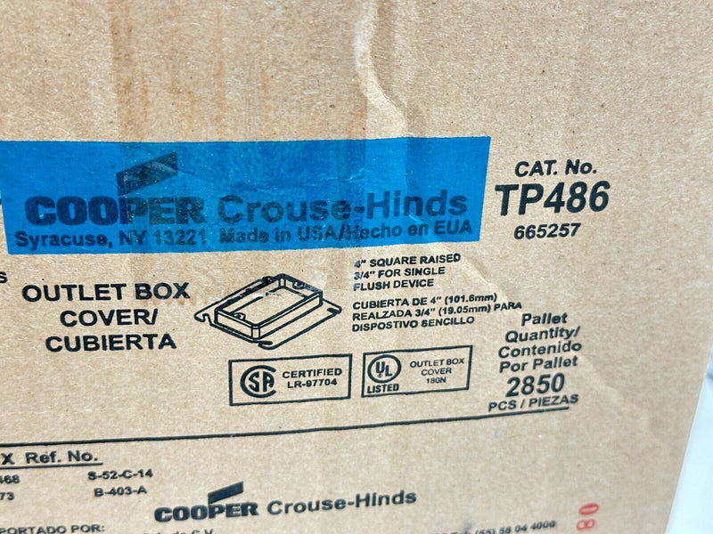 Cooper Crouse Hinds TP486 Outlet Box Cover Square Mud Ring 4" Steel LOT OF 23 - Maverick Industrial Sales