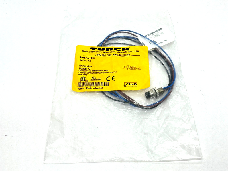 Turck MFSS 3-0.5 Actuator and Sensor Receptacle U0898-77 - Maverick Industrial Sales