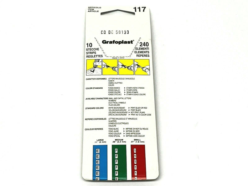 Grafoplast 117PEEBY Trasp System Wire Markers E Black on Yellow 10 Strips - Maverick Industrial Sales