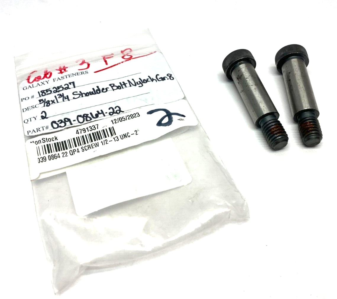 Galaxy Fasteners 039-0864-22 Nylock Shoulder Screw 5/8" x 1-3/4" Gr 8 LOT OF 2 - Maverick Industrial Sales