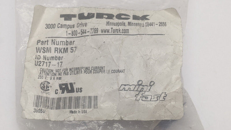 Turck WSM RKM 57 DeviceNet Connector Elbow U2717-17 - Maverick Industrial Sales
