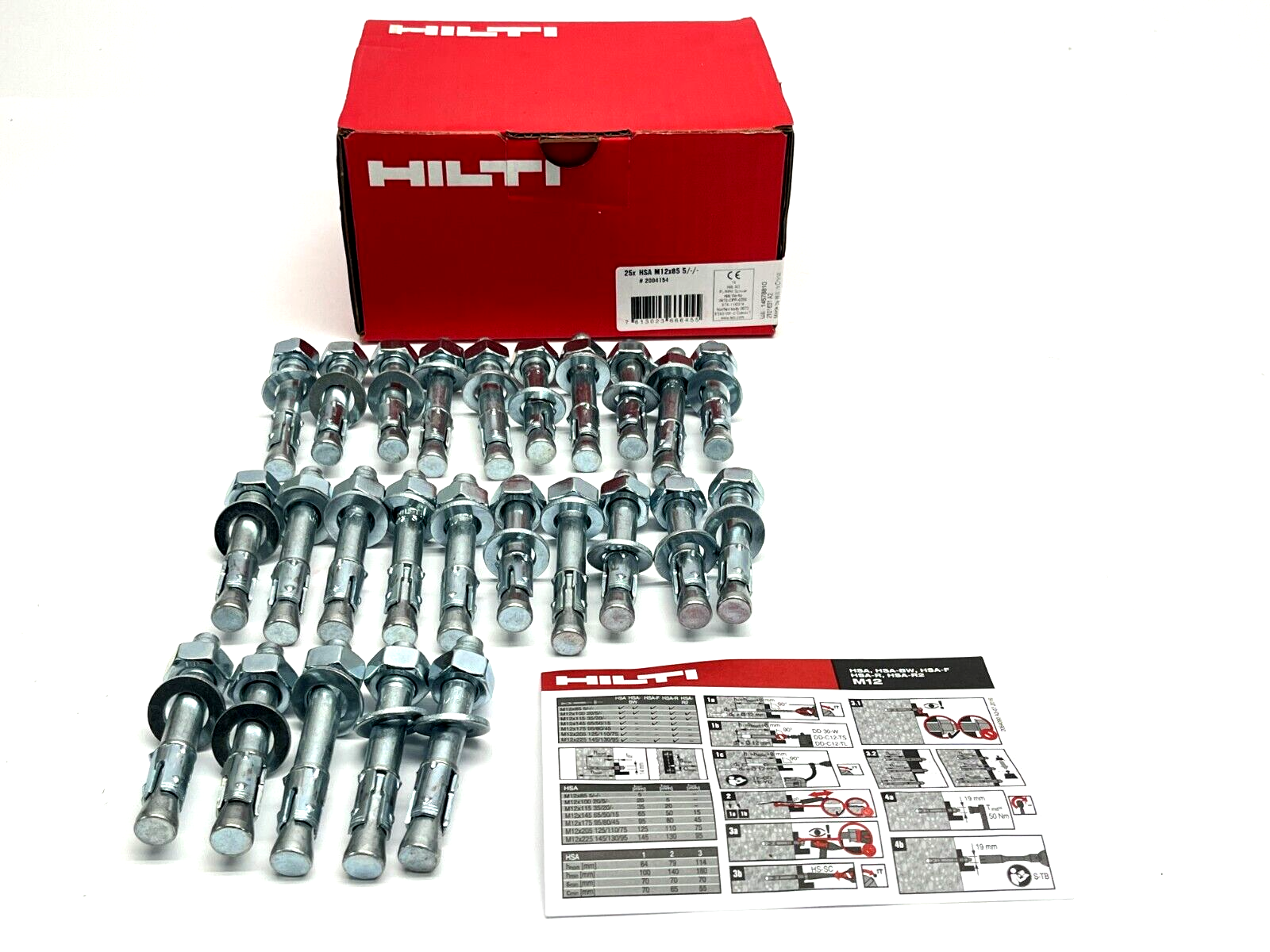 Hilti 2004154 HSA Wedge Anchor M12x85 5/-/- BOX OF 25 - Maverick Industrial Sales
