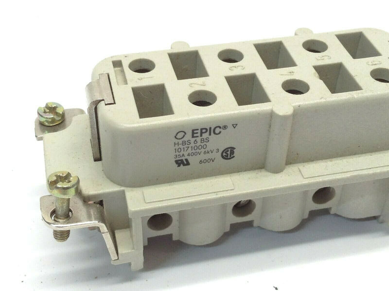 Lot of 2 Epic 10171000 H-BS 6 BS 35A 400V 6kV 3 Connector Insert - Maverick Industrial Sales