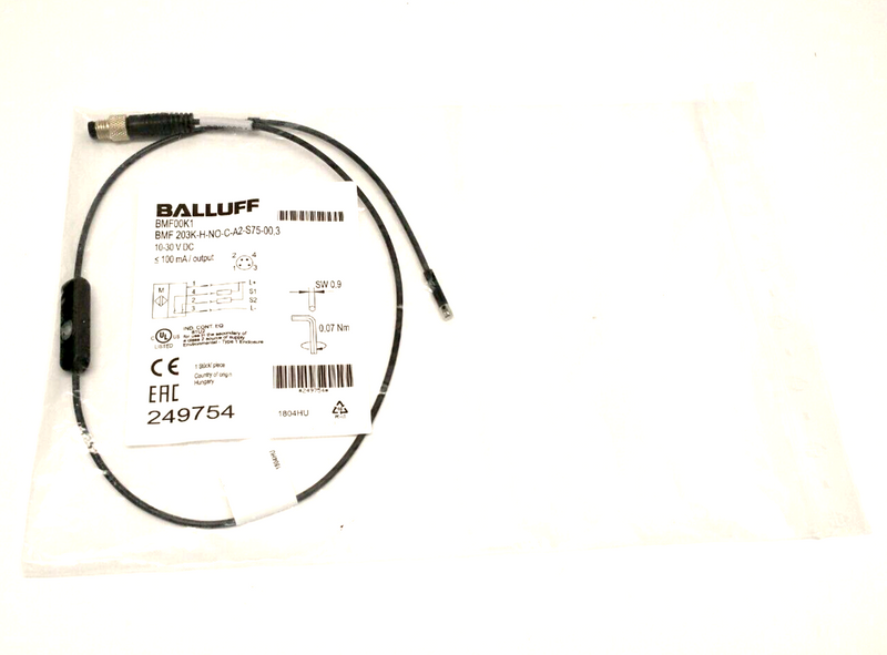 Balluff BMF00K1 C-Slot Magnetic Field Sensor 0.3m BMF 203K-H-NO-C-A2-S75-00,3 - Maverick Industrial Sales