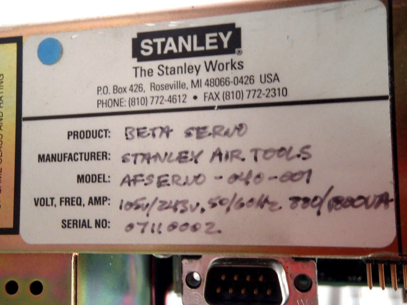 Stanley AF-Servo-040-001 Beta-Servo Drive 105V/243V AFSERVO040001 - Maverick Industrial Sales