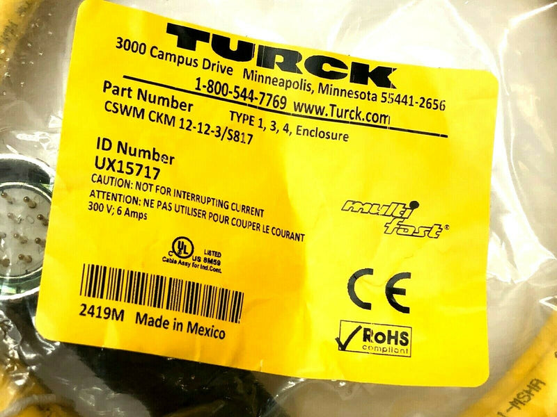 Turck CSWM CKM 12-12-3/S817 Multifast Cordset M23 Connectors - Maverick Industrial Sales