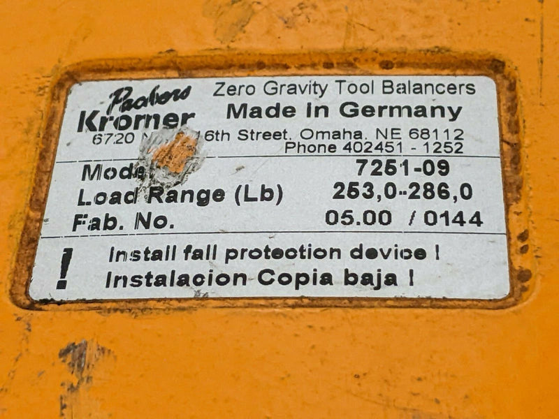 Packers Kromer 7251-09 Zero Gravity Tool Balancer 253-286 lbs - Maverick Industrial Sales