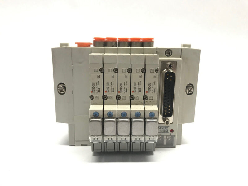 SMC SS5Y3-45NFD-05U-N7 Manifold Base w/ 5x SY3140-5FU & 24VDC Comm Connector - Maverick Industrial Sales