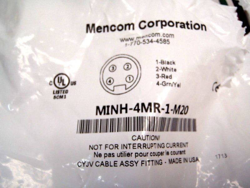 Mencom MIH-4MR-1-M20 4 Pole Male Straight From Mount 14 AWG 15A M20 - Maverick Industrial Sales
