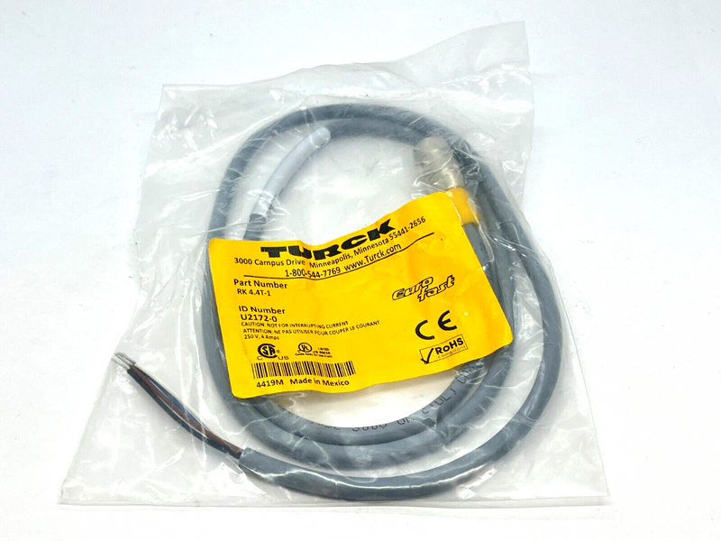 Turck RSC 8T-2 Eurofast Cordset M12 Male 2M Length U2143-66 - Maverick Industrial Sales