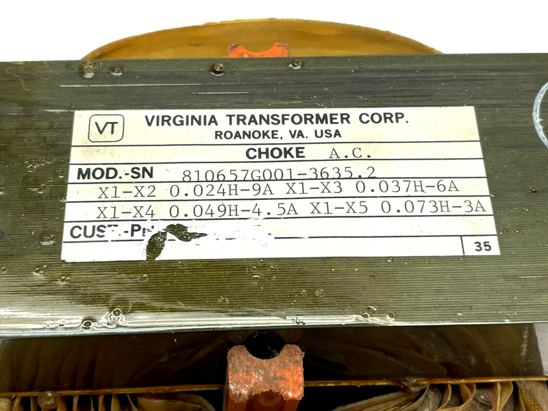 Virginia Transformer 810657G001-3635.2 Power Transformer - Maverick Industrial Sales