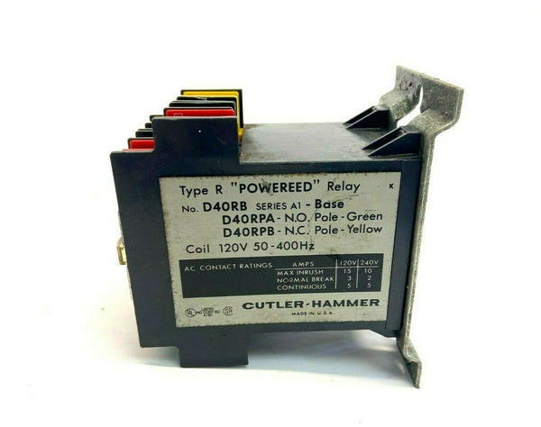 Cutler-Hammer D40RB Type R Powereed Relay D40RPB N.C. Yellow, D40RPA N.O. Green - Maverick Industrial Sales