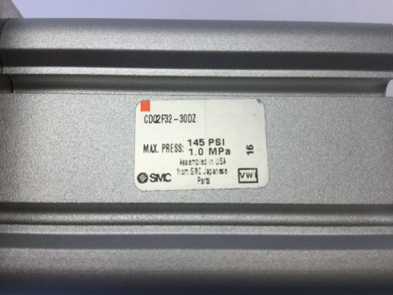SMC CDQ2F32-30DZ Compact Cylinder CQ2-Z Max Press: 145 PSI, 1.0 MPa - Maverick Industrial Sales