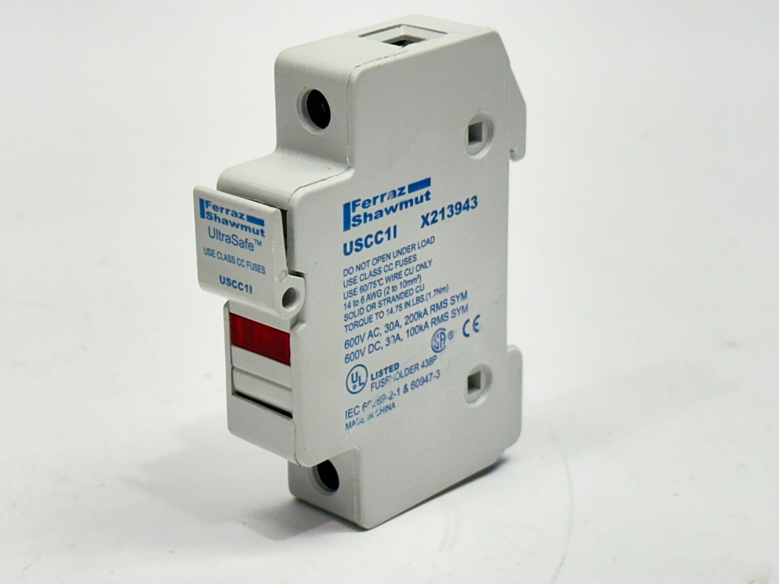 Ferraz Shawmut USCC1I X213943 UltraSafe Fuse Holder 30A 600V w/ LP-CC-6 Fuse 6A - Maverick Industrial Sales