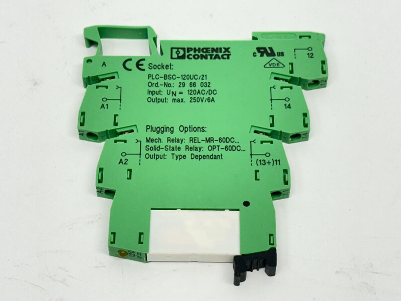 Phoenix Contact PLC-BSC-120UC/21 Relay Base 2966032 w/ 2961118 6A 250V Relay - Maverick Industrial Sales