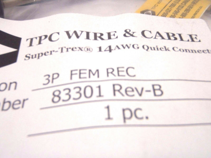 TPC Wire and Cable 83301 Rev. B 3P Female REC - Maverick Industrial Sales