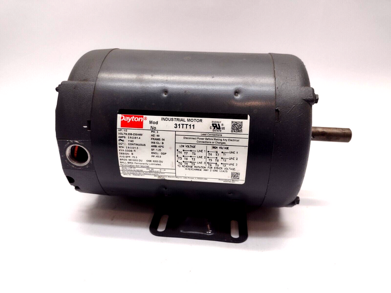 Dayton 31TT11 1/2 HP 3PH 208-230/460V ODP Electric Motor 5/8 Shaft 1140 RPM - Maverick Industrial Sales