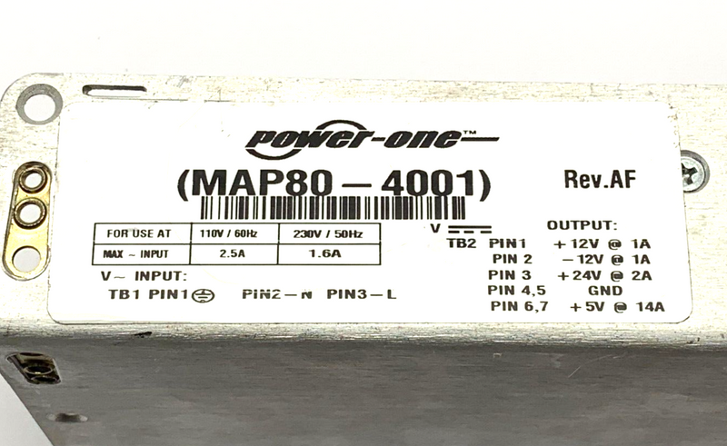 Power-One MAP80-4001 Rev. AF Power Supply 7-Pin Output 3-Pin Input - Maverick Industrial Sales