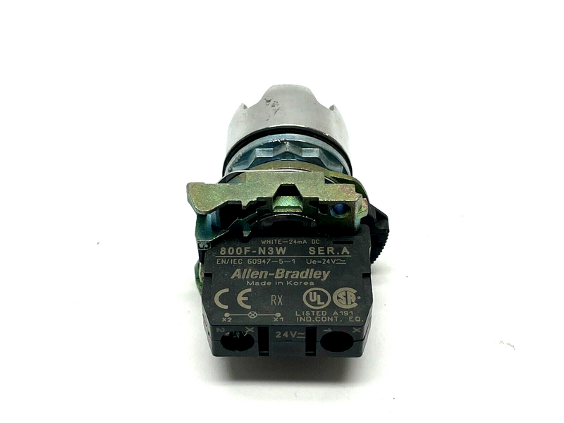 Allen Bradley 800FM-LG3 Green Guarded Pushbutton w/ 800F-N3W Ser. A Lamp Module - Maverick Industrial Sales