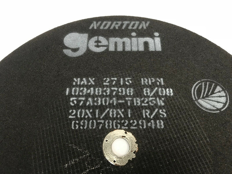 Norton Gemini 103483798 57A304-TB25W 20 x 1/8 x 1 R/S Grinding Cutting Wheel - Maverick Industrial Sales