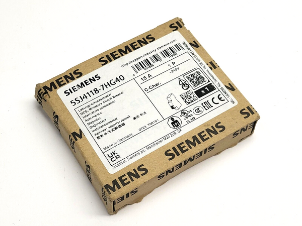 Siemens 5SJ4118-7HG40 Miniature Circuit Breaker 15A - Maverick Industrial Sales